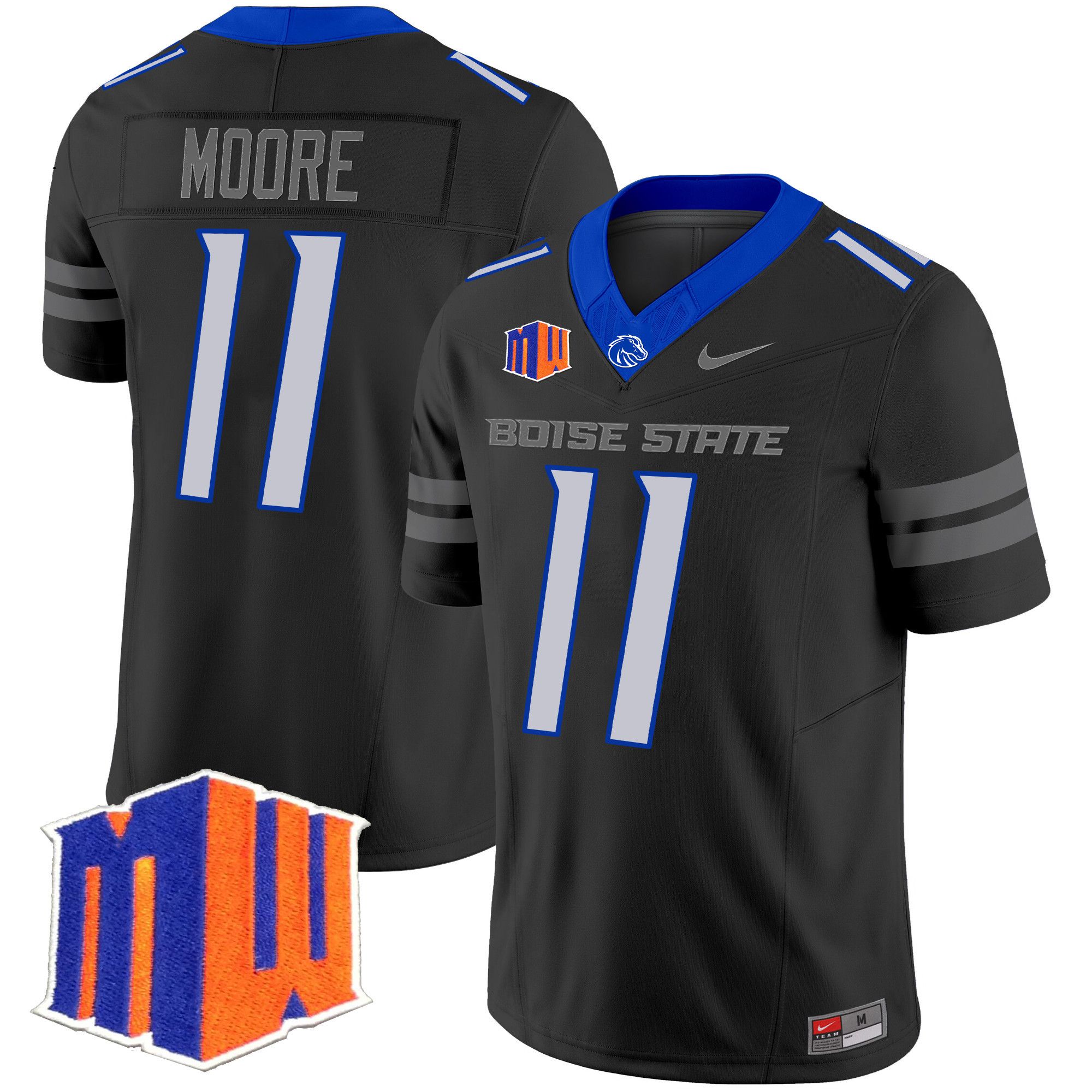 Men Boise State Broncos 11 Moore Black Nike 2024 Vapor Limited NCAA Jersey